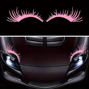QF145-2pcs/1 Set Car Headlights Realistic Eyelashes Stickers for Car Truck Light Bumper Decoration Vinyl Waterproof Decal DIY Large Fashion Eyelash