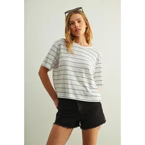 Stripe Cotton Linen Tee