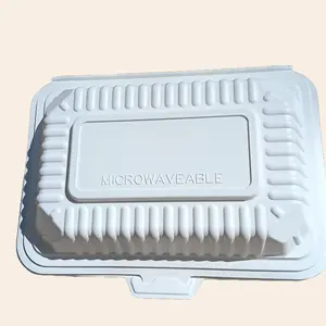 9 x 6 1-Compartment Microwaveable White Mineral-Filled Plastic Hinged Take-Out Container 200/Case Disposable Plates Durable Clamshell Design Secure Fit for Medium Meals