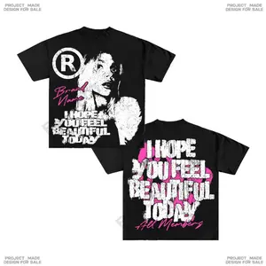 Y2K Graphic "I Hope You Feel Beautiful Today" Personalize Printed Printed Tshirt Casual Cotton Crewneck Sleeve