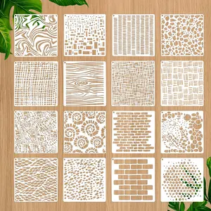 16 count  Stencils for Crafts  Wall Stencils for Painting, Texture Mixed Brick Stencil, Art Painting on  Wall Canvas Template for DIY Canvas Scrapbooking Card Making (6 X 6 Inch)