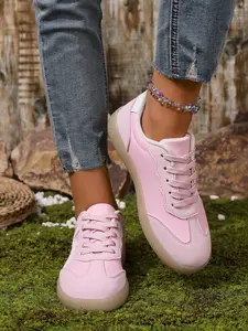 A pair of fresh retro casual Athletic sports shoes with pink and white color block and line decorations, stylish and comfortable Trainer Sneaker walking shoes suitable for daily wear and outdoor activities, the perfect gift for Women her.