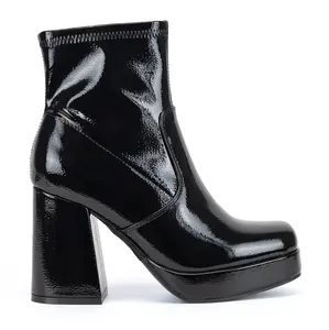 Thalia - Block Mid Heel Ankle Boots, Pull-On Design with Inward Zipper, Stylish Winter Footwear, Comfortable, Perfect for Casual or Dressy Outfits