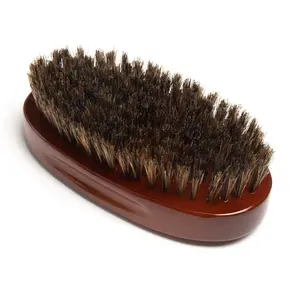 Premium 100% Boar Bristle Military Wave Brush for Men and Barbers – Medium Bristles for Thick Coarse Hair – Use for Detangling, Smoothing, Wave Styles, Soft on Scalp, Restores Shine Haircare Heatless