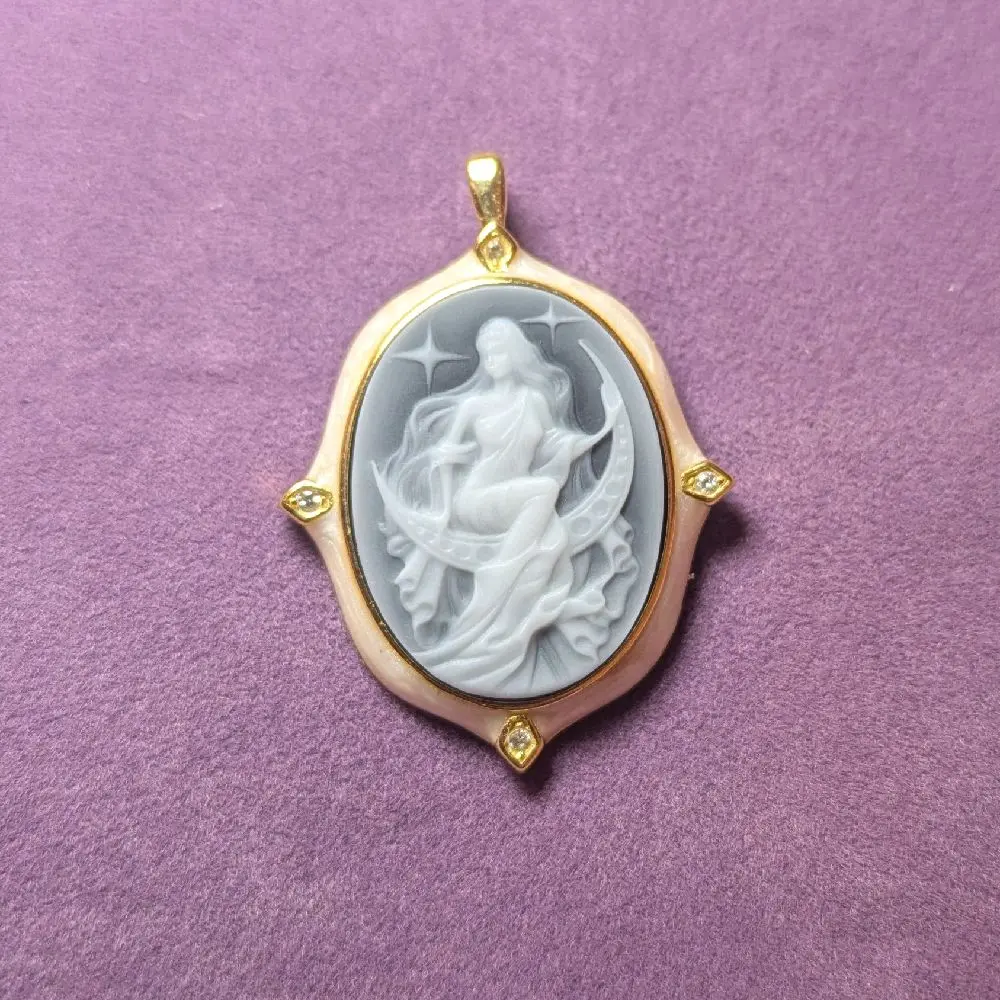 Selene Black Agate Inlay Jeweled Golden