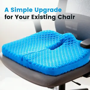 Gel Seat Cushion for Long Sitting, Pressure Relief, Soft & Breathable, Chair Cushion for Office, Car, Wheelchair, Non-Slip Cover