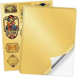 50 Sheets Koala Metallic Golden Vinyl Sticker Paper - Brushed Golden Waterproof Printable Sheets for Laser/Inkjet Printers, A4 Glossy Golden Foil Labels for DIY Crafts, Birthday & Christmas Party Decorations, Gift Wrapping Supplies