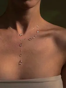 Women's UV Drip Glue Simulated Water Drop Dangling Charms Necklace, Handmade Fashion Jewelry for Any Occasion, Elegant Design for Women