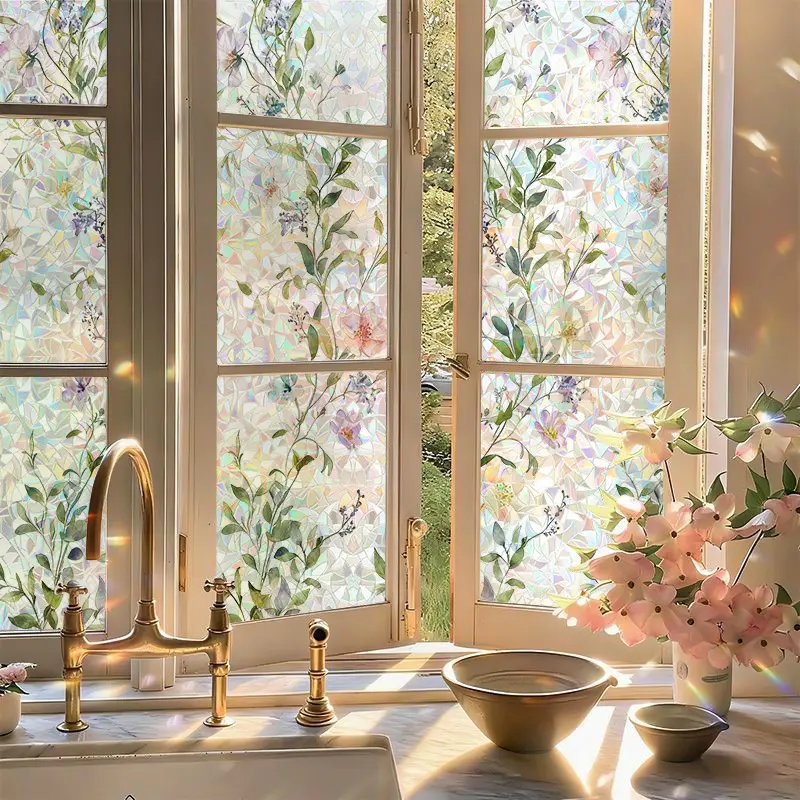 Classic Waterproof Rainbow Static Cling Window Tint Sticker Sheets - Tool-Free Installation, Peel-and-Stick Vinyl Decal, Removable Decorative Glass Cover for Home Decor