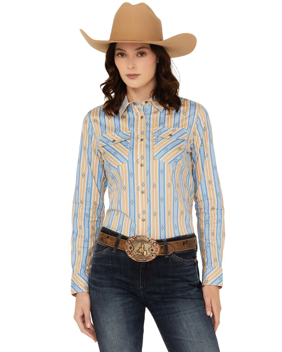 Shyanne Women's Women'S Serape Striped Long Sleeve Snap Stretch Western - Srsp25w88-Bl