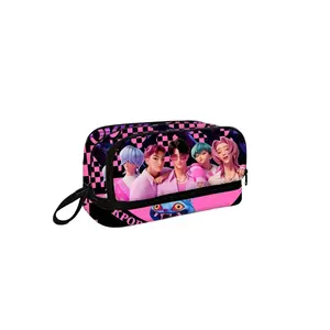 Demon Hunter Pencil Case, Large Capacity Durable Stationery Bag, Multi-Layer Design, Smooth Zipper Closure, Portable Desktop Storage for School, Office School Supplies