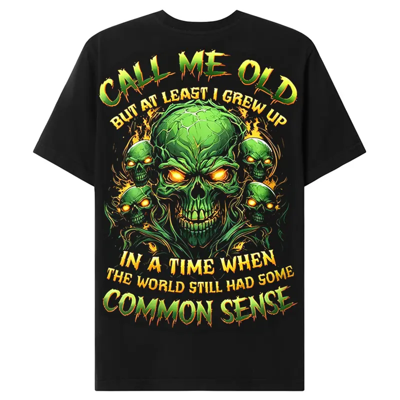 Savagemoda Gen X Call Me Old But At Least I Grew Up Custom Year Skull T-Shirt Menswear Vintage Graphic T-shirts Breathable Cotton Crewneck
