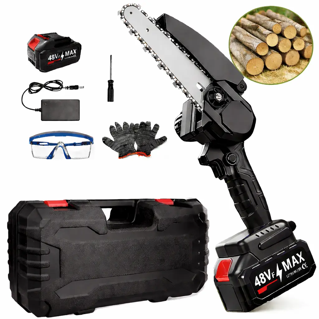 6in Brushless Battery-Powered Cordless Electric Handheld Chainsaw with 2000mAh Battery, Compact and Portable, Easy to Handle, Versatile for Outdoor Garden Tree Pruning & Wood Cutting, Ideal for Fathers & Holiday Gifts