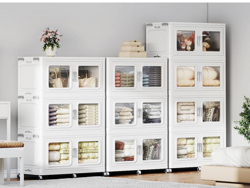 BROVIEW 50Qt-1200Qt Extra Large Storage Bins with Lid, Plastic Stackable Storage Bins with Wheels, Collapsible Closet Organizer and Storage Drawers,Multi-pack 1/3/4/5pack