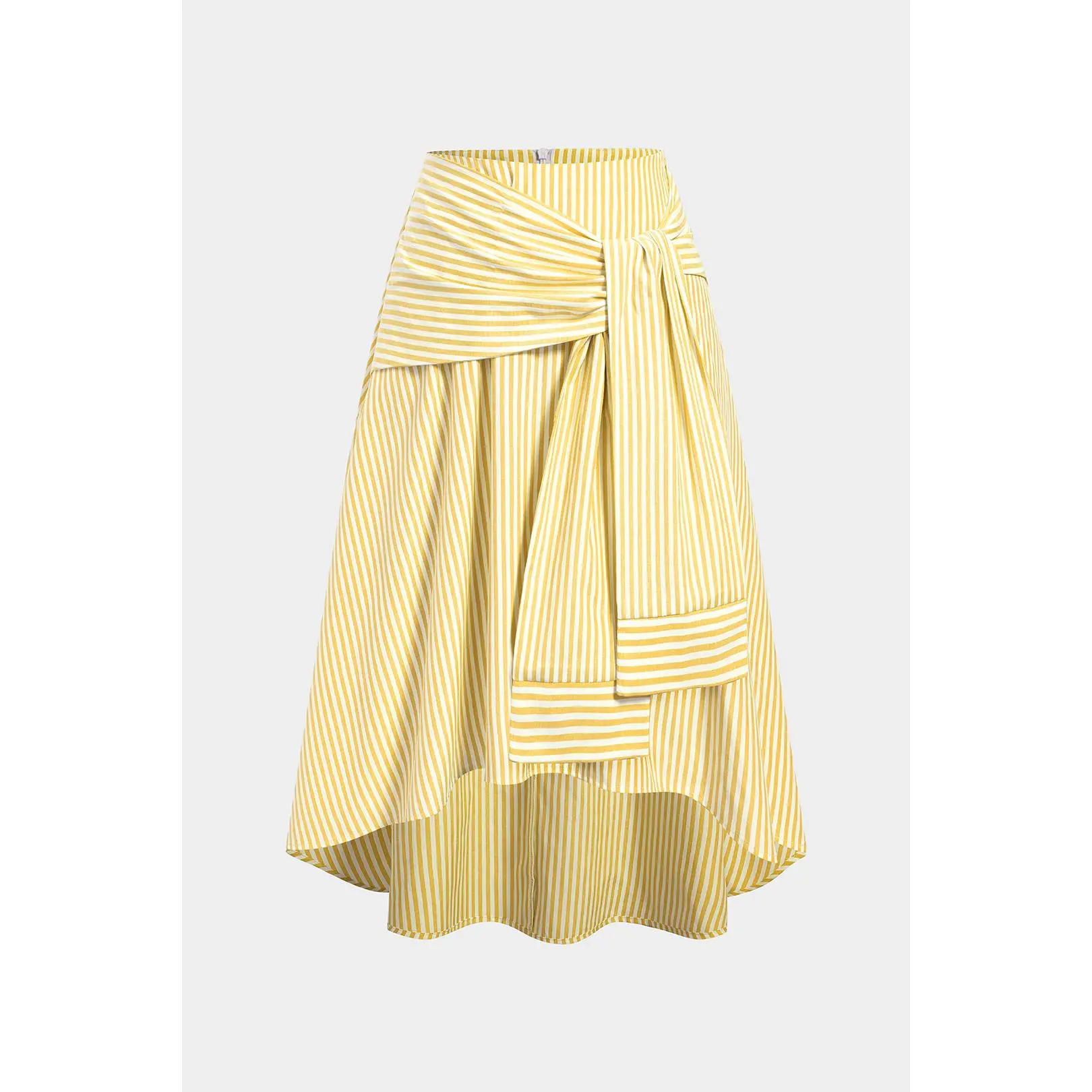 Stripes Print Tie-Up Ruched Skirt
