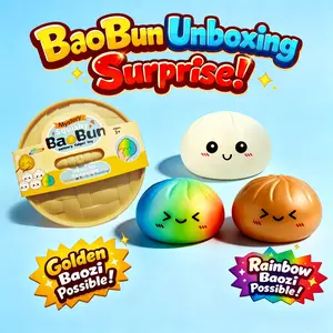 Expressive Big Dumpling Squishy - Three colors shipped randomly, Mysecret Bun Fidget Toy, Soft TPR Material, Stress Relief, Unboxing Surprise, Random Style per Pack, Valentine's Day and Easter gifts, suitable for children to exchange gifts
