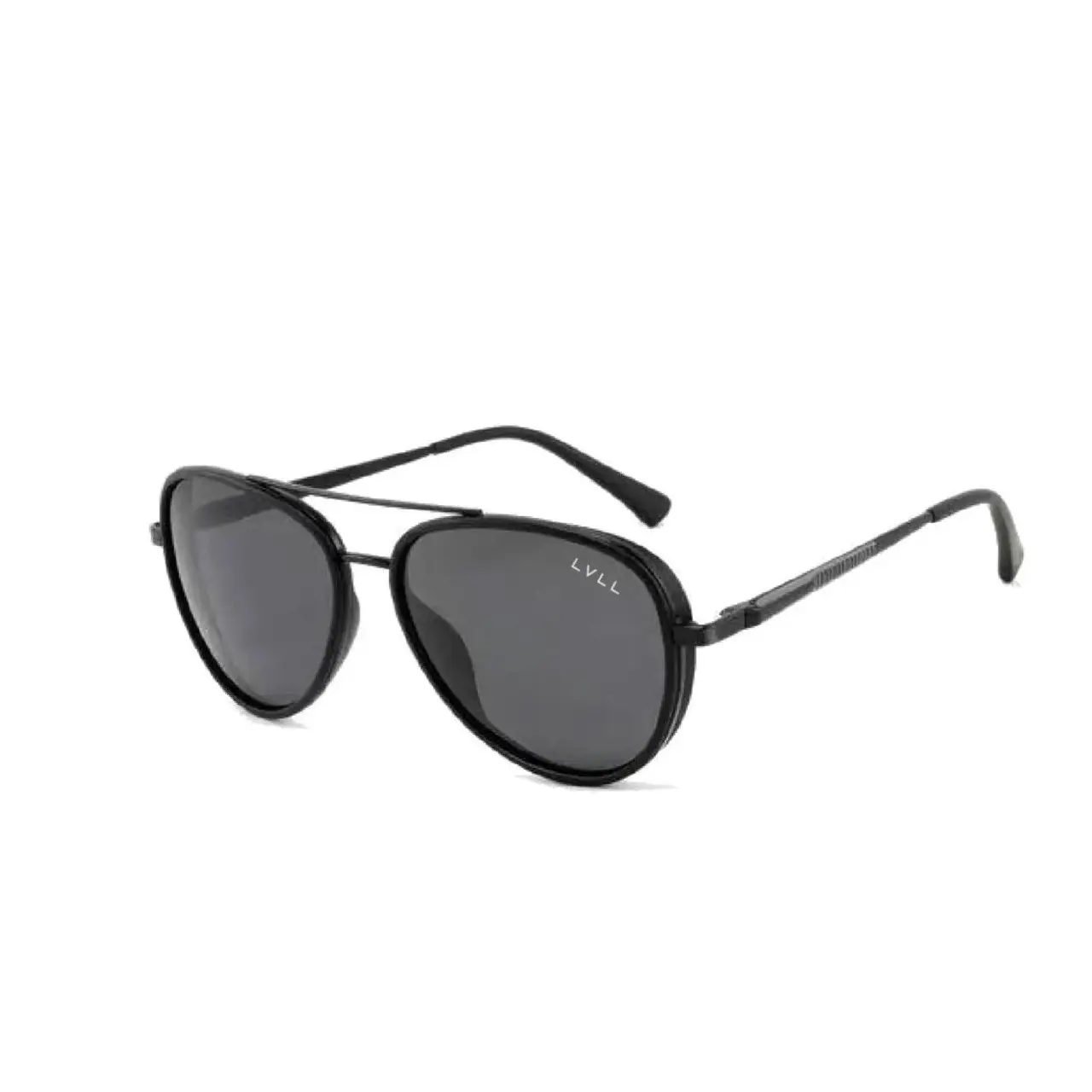 Noir Ray Sunglasses - Black Metal Frame with Sleek Black Lenses & LVLL Logo for Bold Sophistication