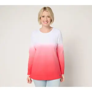 Denim & Co. Petite French Terry Dip Dye Tunic
