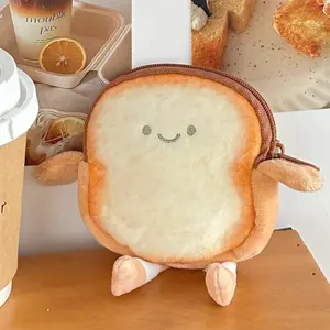 Cute Toast Person Storage Bag, Healing Style Mini Plush Organizer, Portable for Students and Workers, Fun and Practical Design