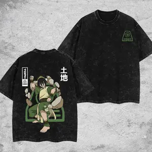 Avatar Team Adult Avatar Toph The last Air Bender  Retro Unisex Acid Washed T-Shirt, Hoodie, Avatar The last Air Bender Graphic Tee, Anime Streetwear Top, Black Bull Aesthetic Manga Merch, Gift for Anime Fans, Christmas Gift