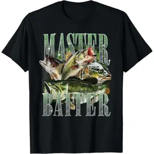 Master Baiter Bass Fishing Fisher Papa Dad Happy Fathers Day T-Shirt