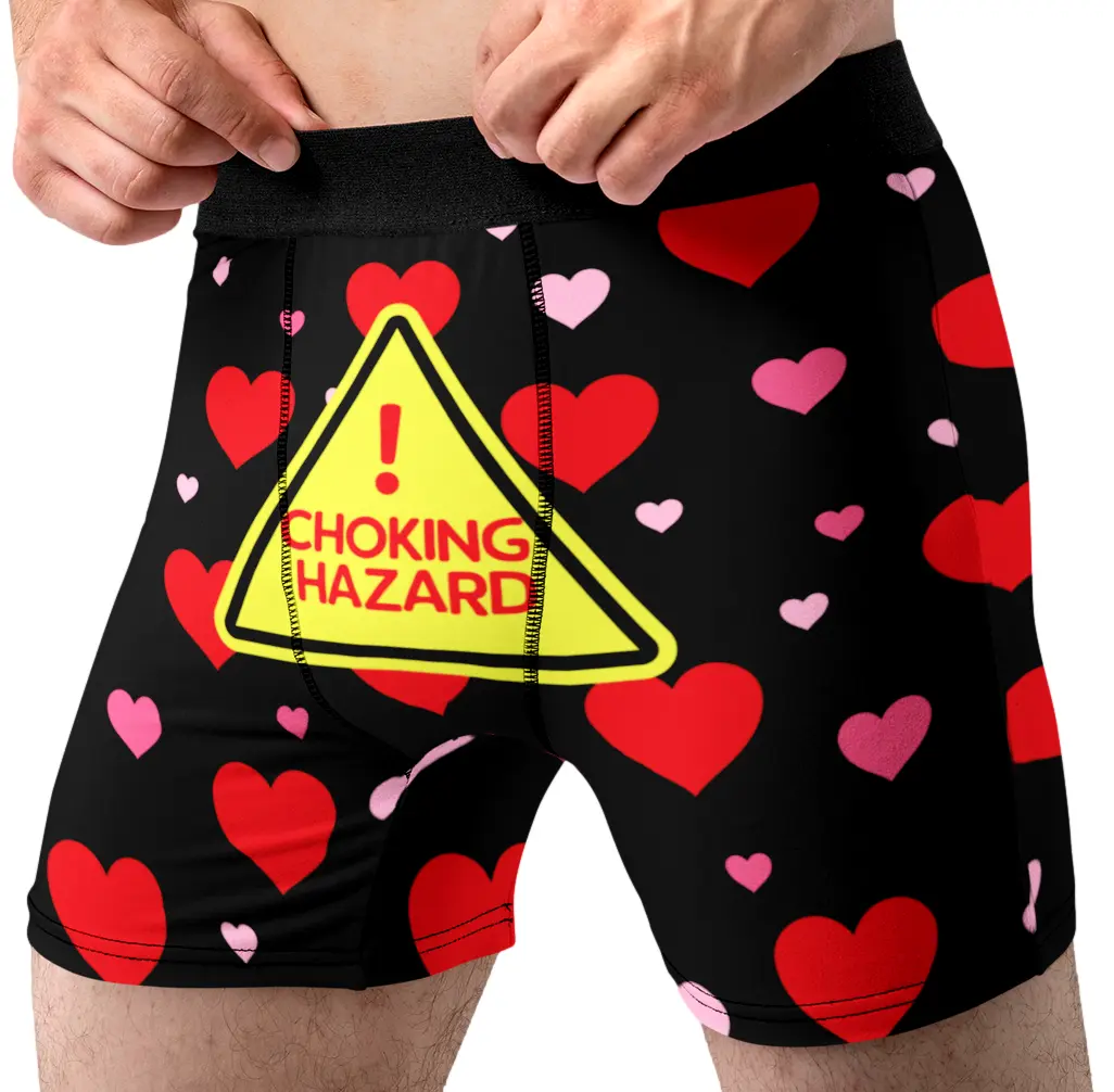 Random Stock Apparel Choking Hazard Hearts Men's Boxer Briefs Funny Valentine Underwear