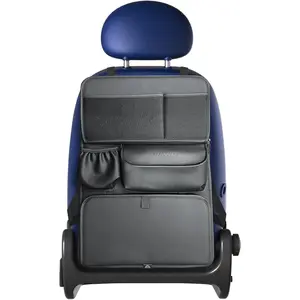 Coverado Nappa Leather Backseat Car Organizer, Backseat Hanging Organizer with Foldable Tray, Kick Mats Back Seat Protector, Multi-function Car Storage Accessories and Garbage Bag Holder(Black, 1PCS,2PCS)