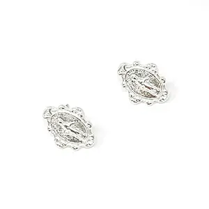 POWERBEADS BY JEN Silver Blessed Mother Earrings - Female Fashion Accessories with Half Inch Size, Stainless Steel Hypoallergenic Post-Type Design