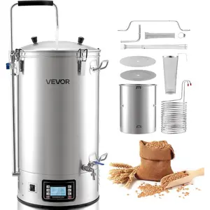 VEVOR Automatic Home Beer Brewer, 3.43 Gal All-in-One Home Brew Machine, 1500W Power Electric Beer Maker Machine with Mash Boil Device, 304 Stainless Steel Inner Tank, Auto Temp Pressure ControlVEVOR Super Brand Day