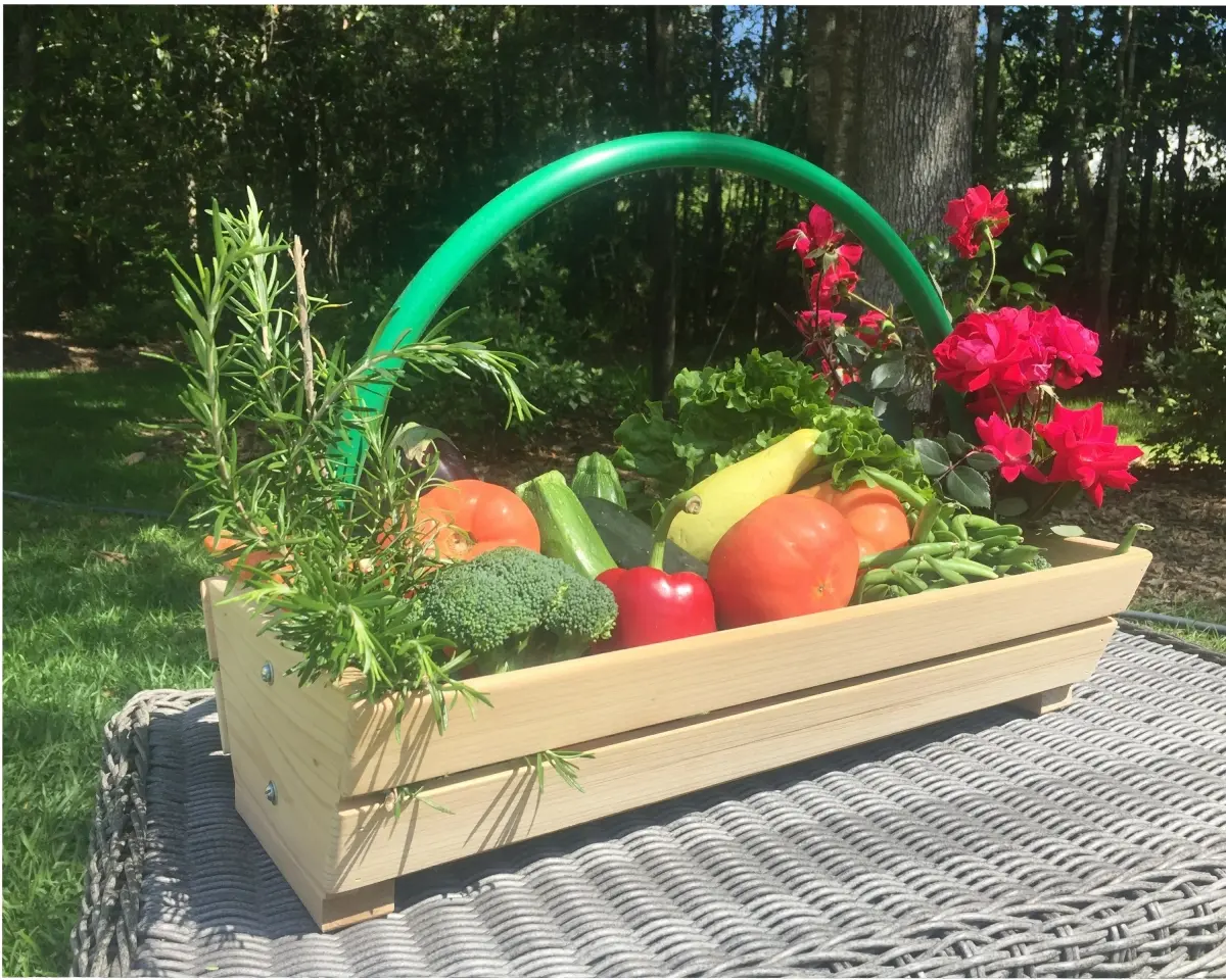 Handmade Cypress Wood Harvest Basket, Louisiana-Crafted Home Organiser, Ideal for Gardening Use, Heirloom Gift Option, Heirloom Gifts