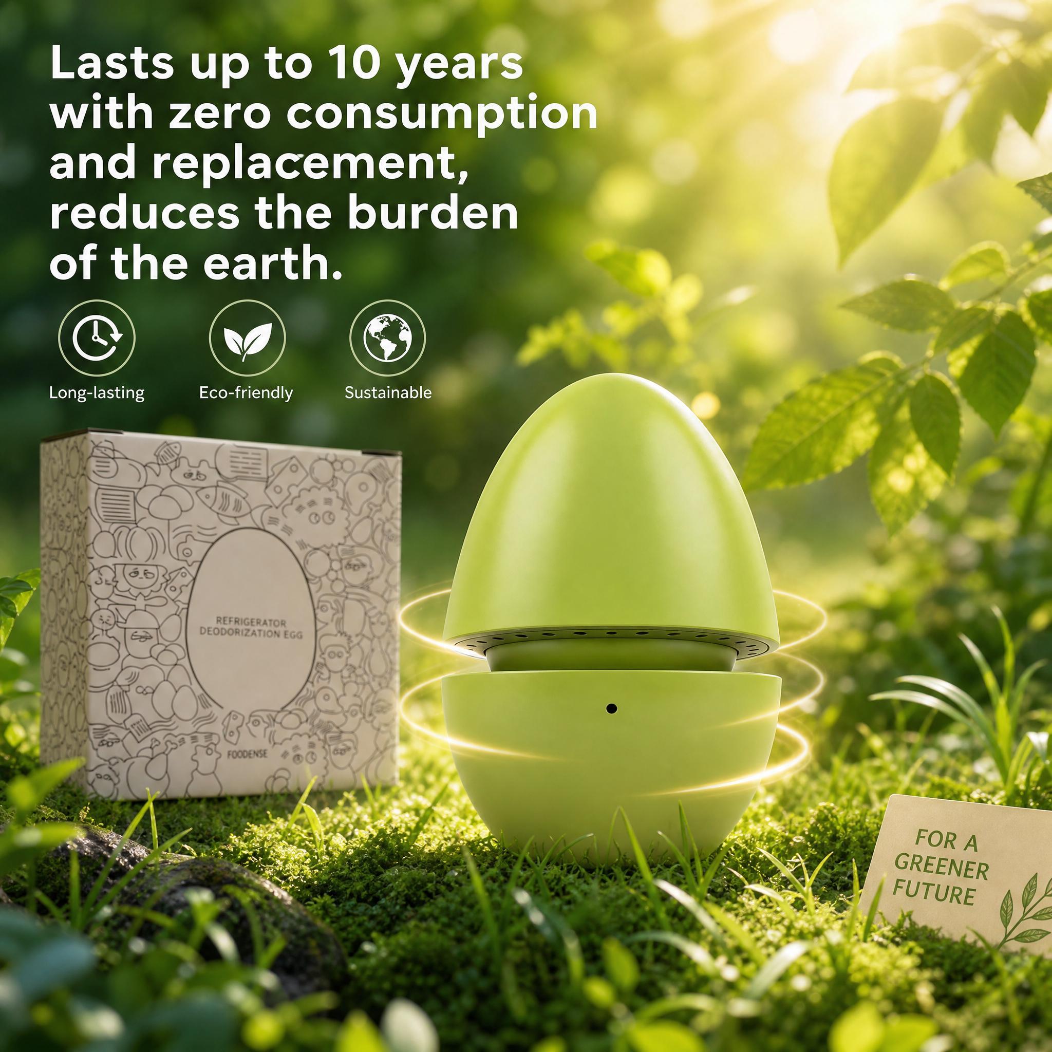 1 x Fridge Deodorizer Egg - USB Rechargeable Portable Purifier with Safe Food-Grade ABS Shell, Safety Design, USB Charging Cable, Original Gift Box, Eco-Friendly Compact Size, Extends Food Freshness, Eliminates Cross Smells for Produce Dairy Leftovers