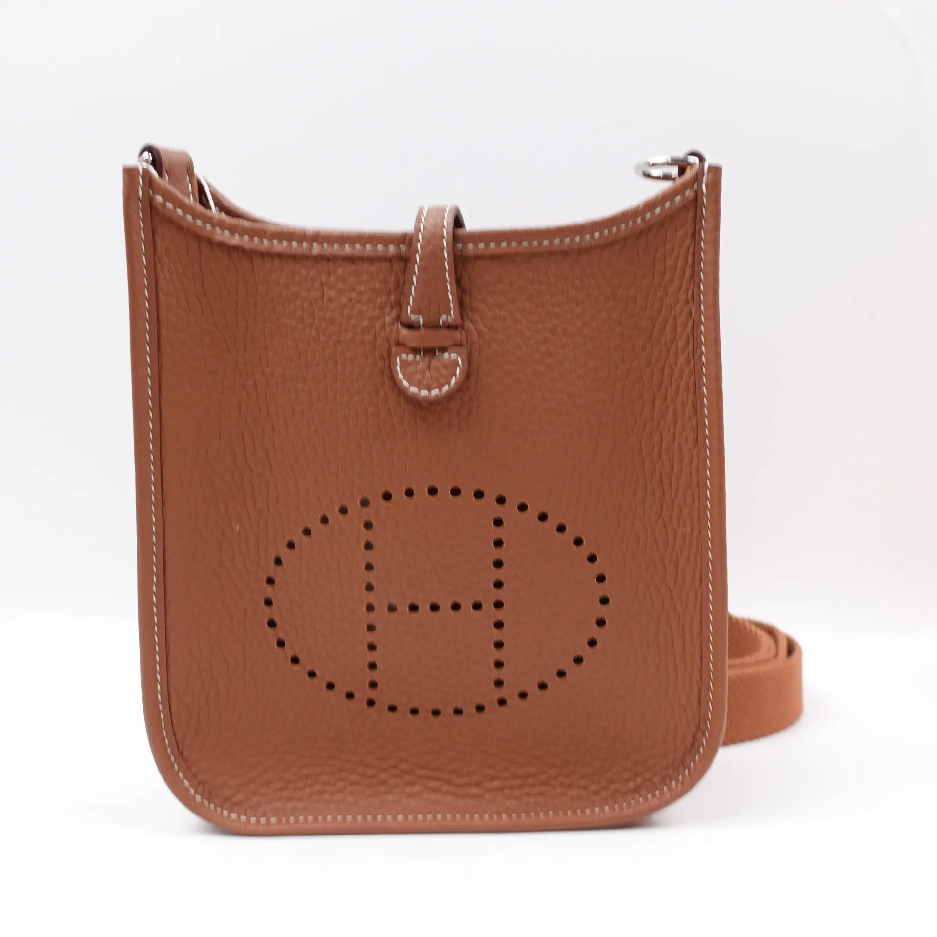 Pre-owned HERMÈS Calfskin Shoulder Bags Hermes Evelyne Brown Shoulder Bag T10158116