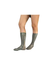 Latex Sheer Light Blue Calf Socks