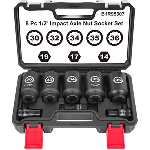 12 Point Axle Nut Socket Set, 1/2" Drive Spindle Axle Nut  Deep Socket Set 14mm 17mm 19mm 30mm 32mm 34mm 35mm 36mm