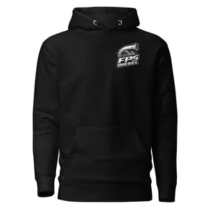 3G Cummins FMVB Hoodie Men's Black Pullover FPS Diesel Logo Casual Cotton Polyester Blend Front Pocket Hooded Sweatshirt