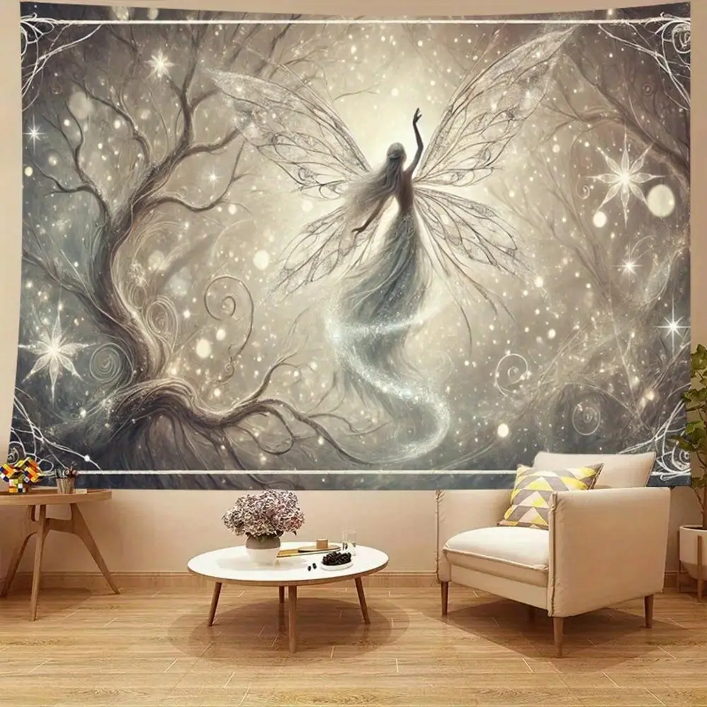 1PC Polyester 2D Flat Enchanted Forest Fairy Starry Sky Wall Tapestry - Reusable Cloth for Birthday, Festival Event Decor & Photo Shooting Backdrop