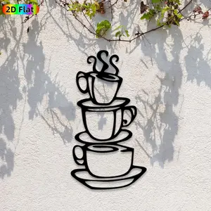 1pc Coffee Cup Metal Wall Art, Charming Coffee Cup Statue Mural, Ideal Gift for New Year, Christmas, Coffee Theme Enthusiasts, Weather-Resistant Metal Wall Decor Wall Sculptures, Perfect for Kitchen Wall & Patio Fence Coffee Culture Enthusiasts
