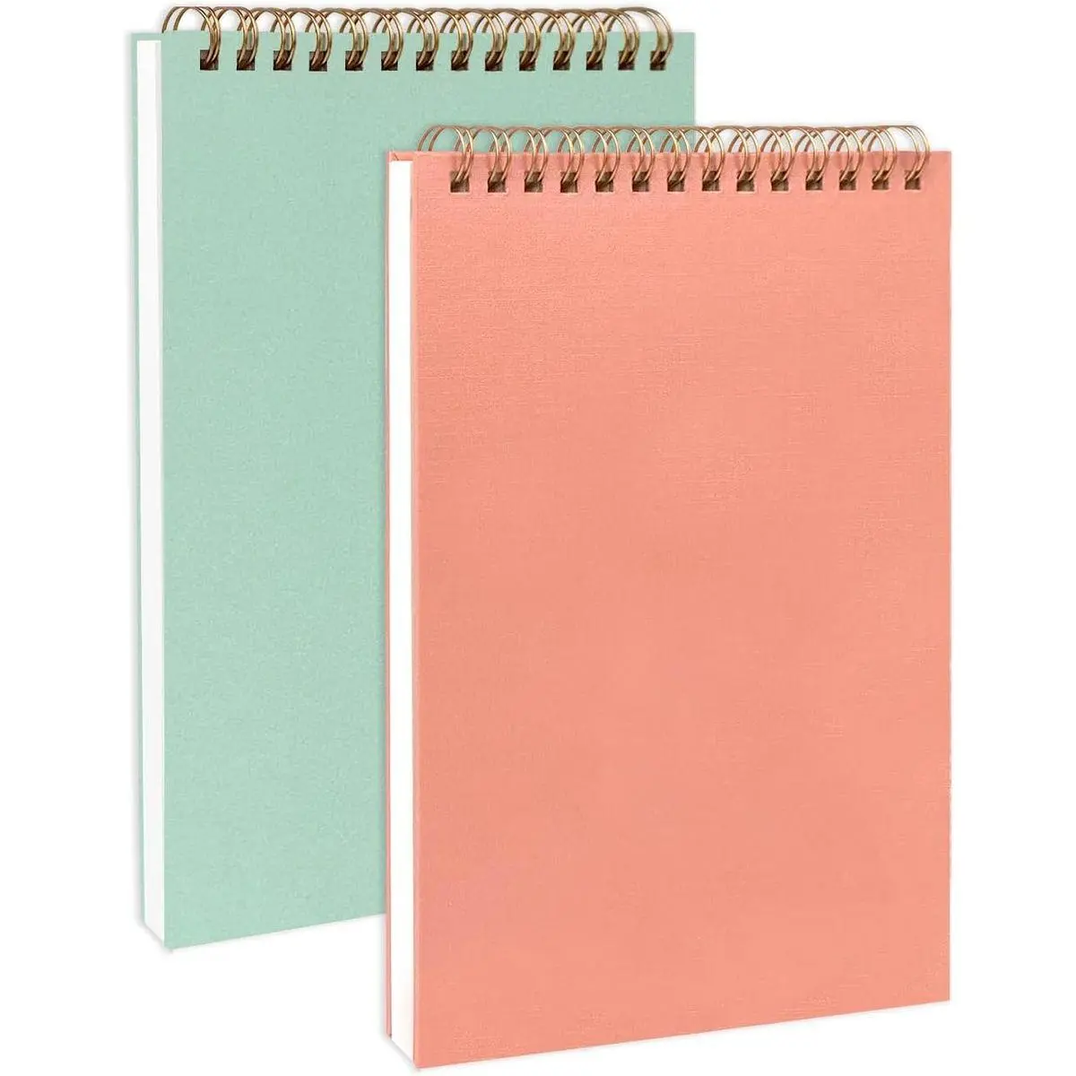 Upright Sketch Coil Notebooks, 2-Pack (Pink & Green), 7.5 x 5.1 Inches, Hardcover with 1150GSM Cardstock, 100 Pages / 50 Sheets, 100GSM Paper