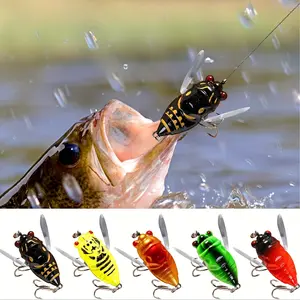 5PCS 3D Holographic Cicada Fishing Lures Lifelike Biomimetic Shape Realistic Swim Action Durable for Freshwater Saltwater New 2024 Gear Accessories 6g 5cm