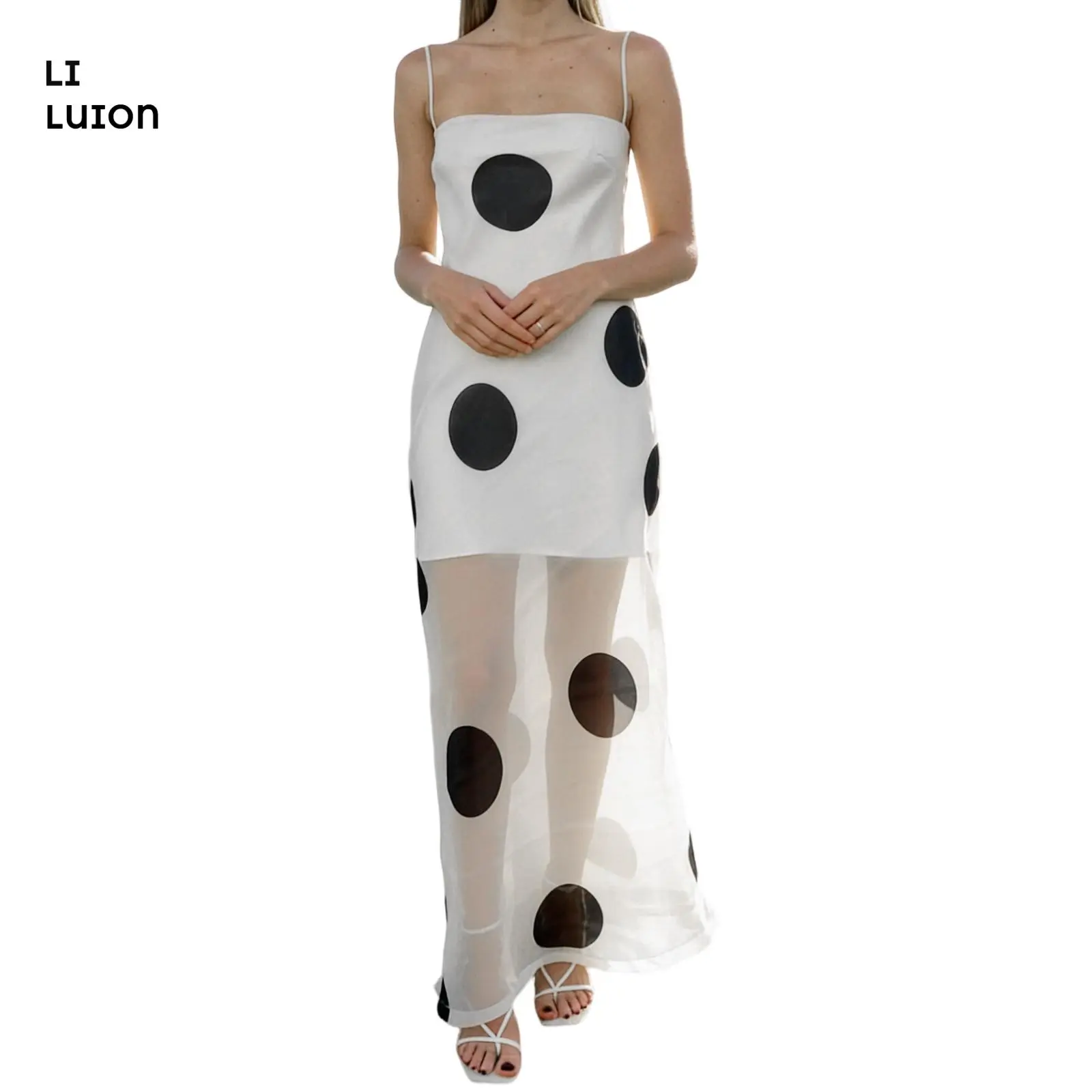flowy tube dress Cotton Blend Boho Vacation Outfit Women's Polka Dot Strapless Maxi – A-Line Ruffle Backless Off-Shoulder Long Dress For Summer Statement Back
