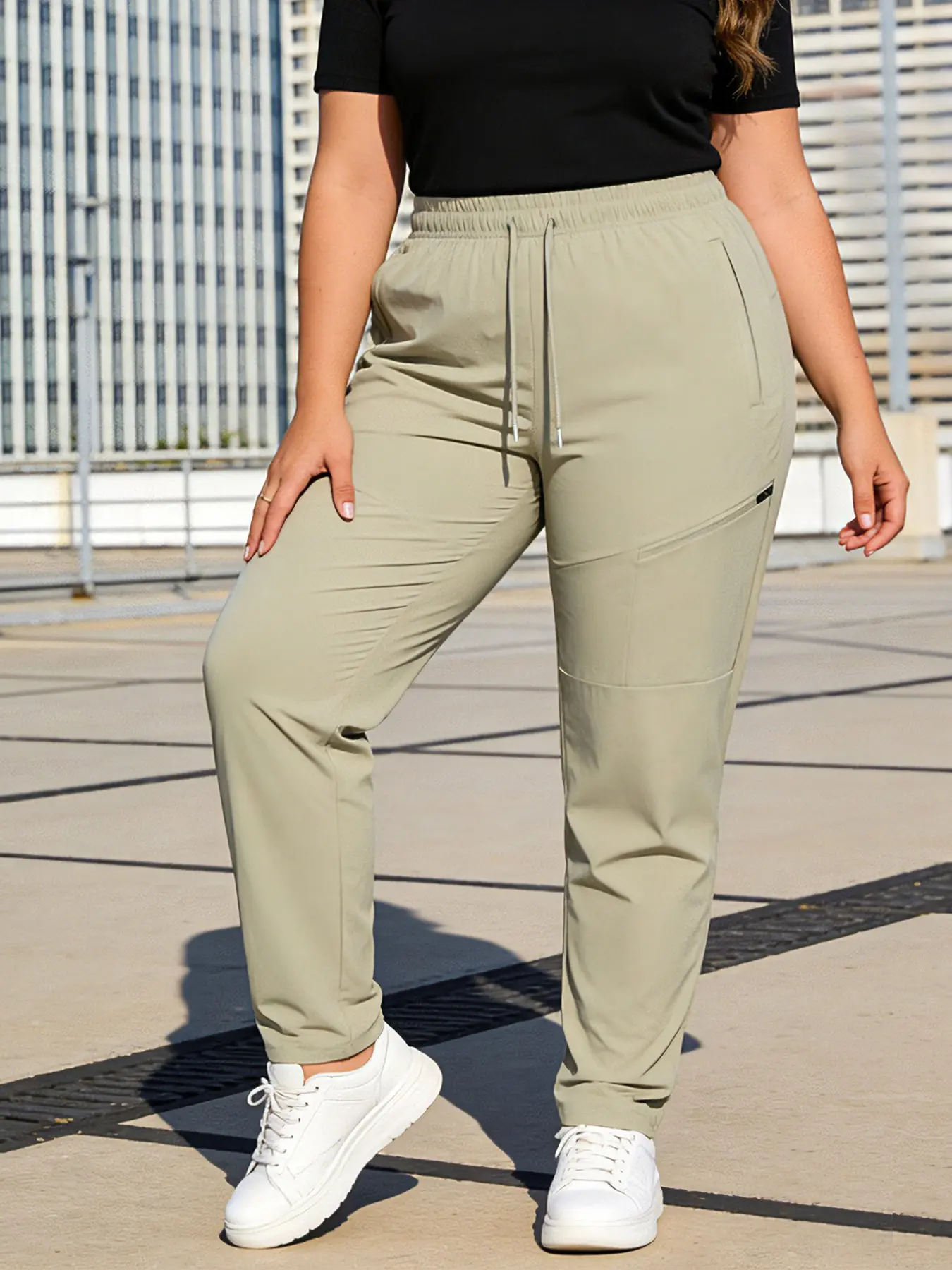 Women's Plus Size Sport Pants, Elastic High Waist, High Waisted Sportswear, Loose-Fitting, Breathable Summer Running Pants, Drawstring Sports Pants, Activewear Bottoms, Athleisure Fitness Pants, Athletic Pants, 0xl-5xl