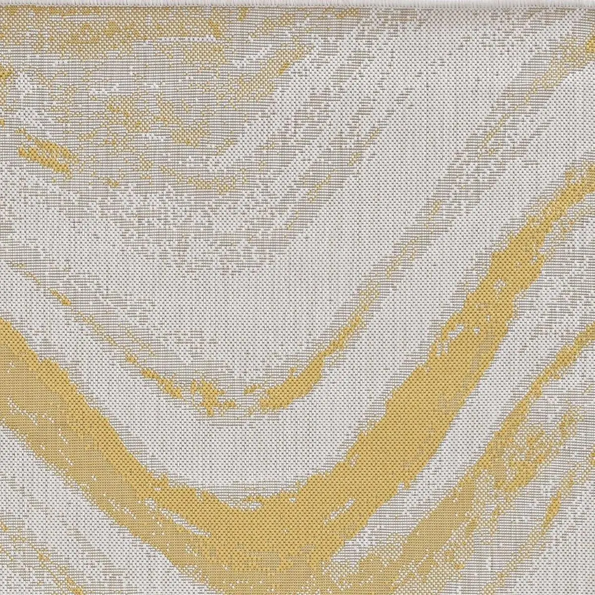 HomeRoots 375234 Machine-Woven Indoor Outdoor Rug - Durable, UV-Treated, Fade-Resistant Polypropylene Rug, 63x91 in., Trendy Ivory or Gold Color Options