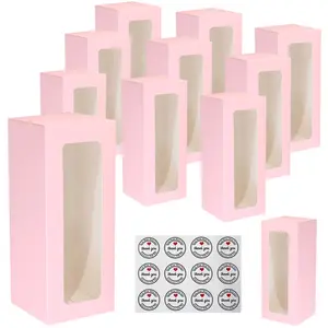 Bakery Boxes with Clear Window,8.7'x3.15'x3.15' Individual Cupcake Containers, Cupcake Boxes with Window, Stackable Deep Cupcake Carrier