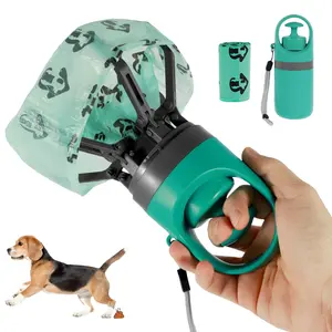 Dog Pooper Scooper Portable Claw Poop Scooper with Built-In Poop Bag Dispenser Lightweight Pet Waste Pick-Up Cleaner Handheld Pet Poop Grabber for Small Medium and Large Dogs Walking Hvxrjkn