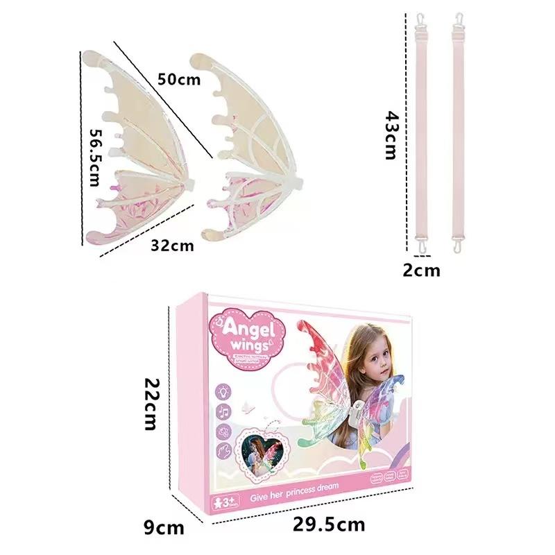 LED Light-Up Fairy Wings for Girls | Moving Butterfly Wings with Music & Lights | Adjustable Costume Accessory for Halloween, Birthday, Christmas & Cosplay | Perfect Princess Dress-Up Gift for Teens & Kids