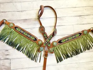 Green Ombre Fringe Beaded Tack Set
