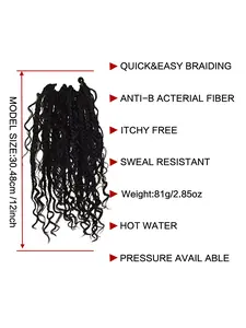 Goddess Locs Crochet Hair River Locs Wavy Crochet With Curly Hair Synthetic Braiding Hair Extension 2X RIVER BRAID