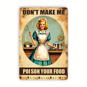 1 piece, vintage metal tin sign - Don't poison my food - Waterproof and dustproof - Ideal for home, restaurant, bar, cafe, garage - Vintage decoration for kitchen or dining area