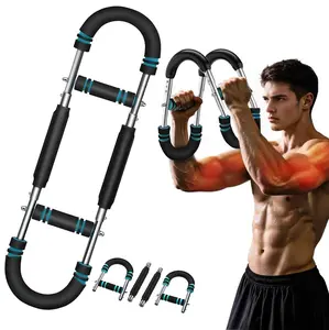 Adjustable Arm&Chest Muscle Trainer for Men- Detachable Stainless Fitness Tool With Grips, Ideal for Beginners and Enthusiasts, Strength Training Accessory | 60-110 lb Adjustable Resistance | Comfortable Grips, Gym Accessories Home Workout Equipment