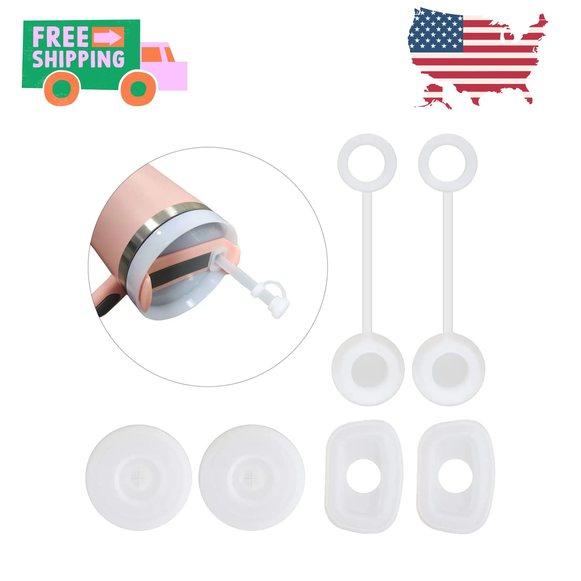 Spill-Proof Silicone Accessory Set for Stanley Cups - Includes Straw Covers